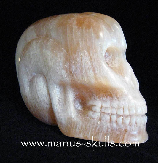 Peach Selenite Skull