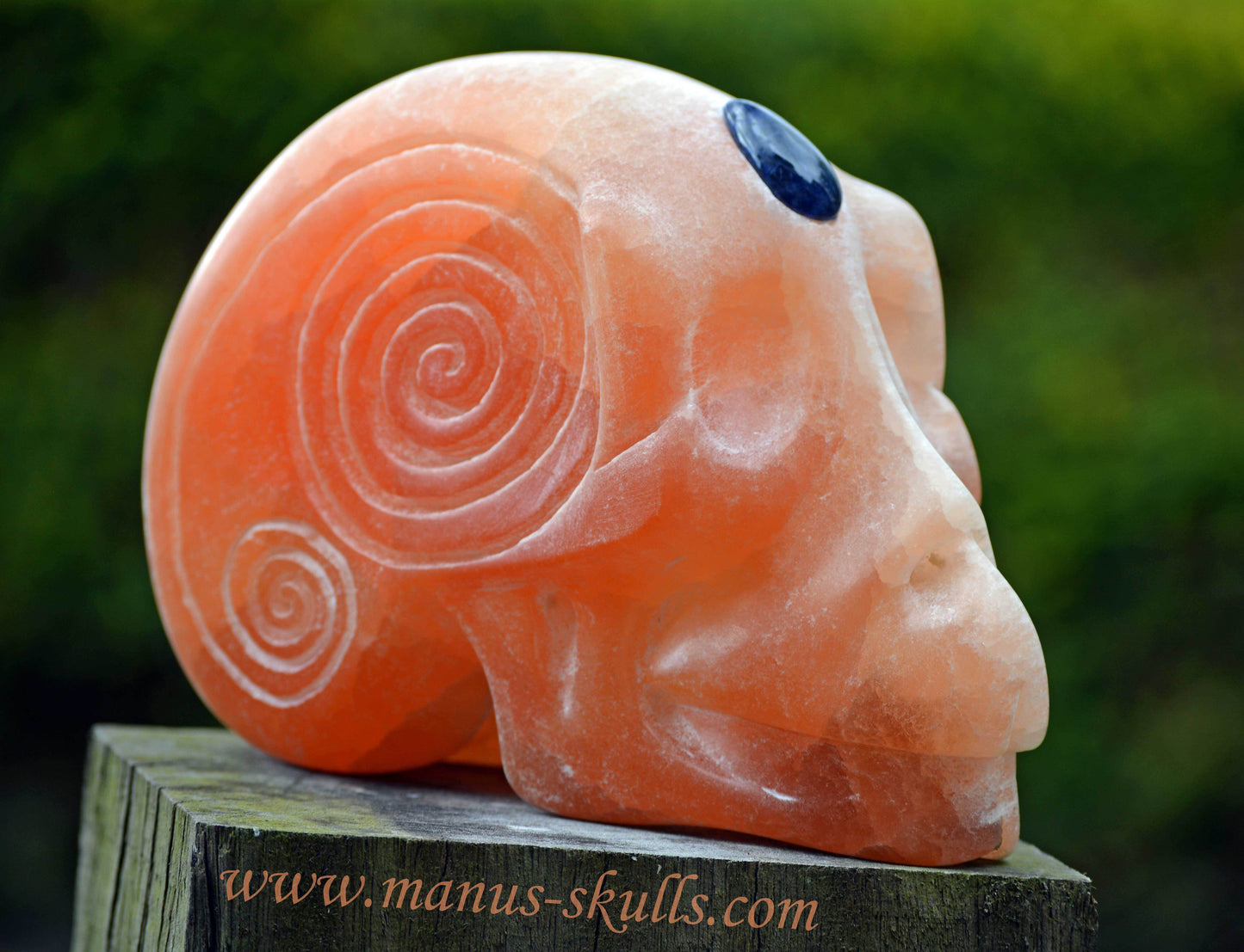 Peach Selenite Skull