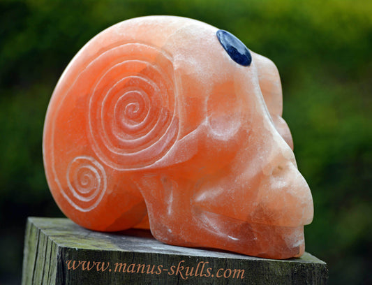 Peach Selenite Skull