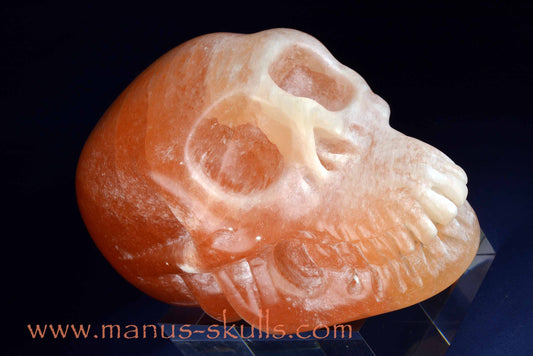 Peach Selenite Skull