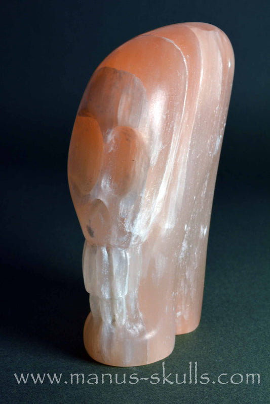 Peach Selenite Skull