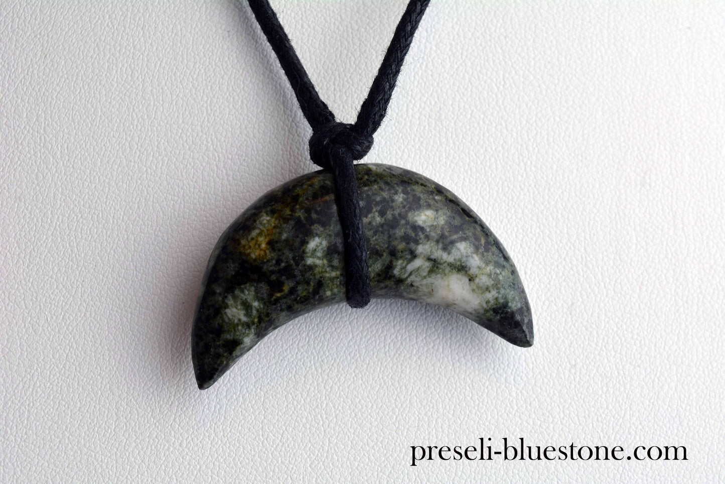 Preseli Bluestone half moon pendant