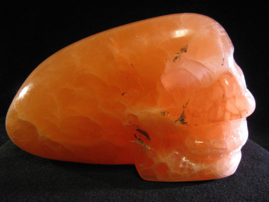 Peach Selenite Traveller Skull