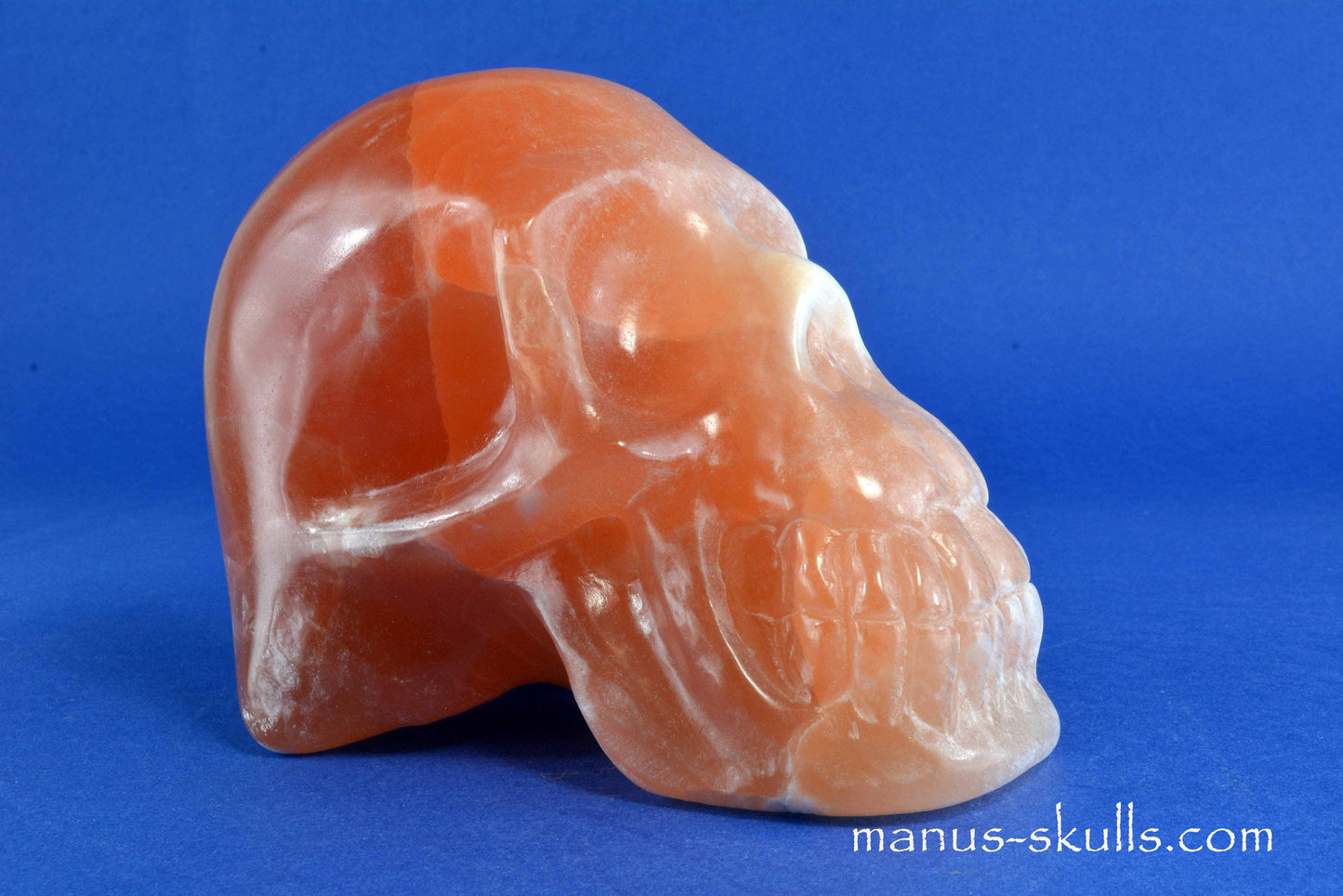 Peach Selenite Skull