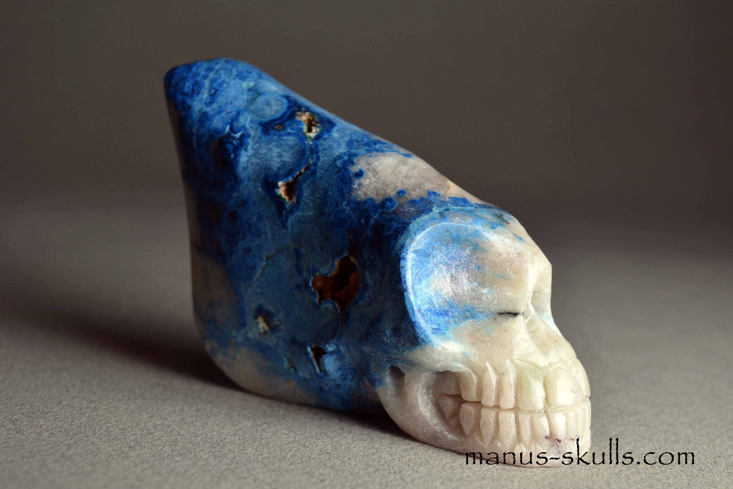 Shattuckite in Quartz Traveller Skull