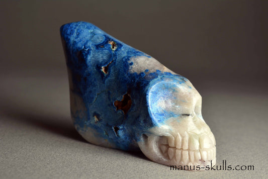 Shattuckite in Quartz Traveller Skull