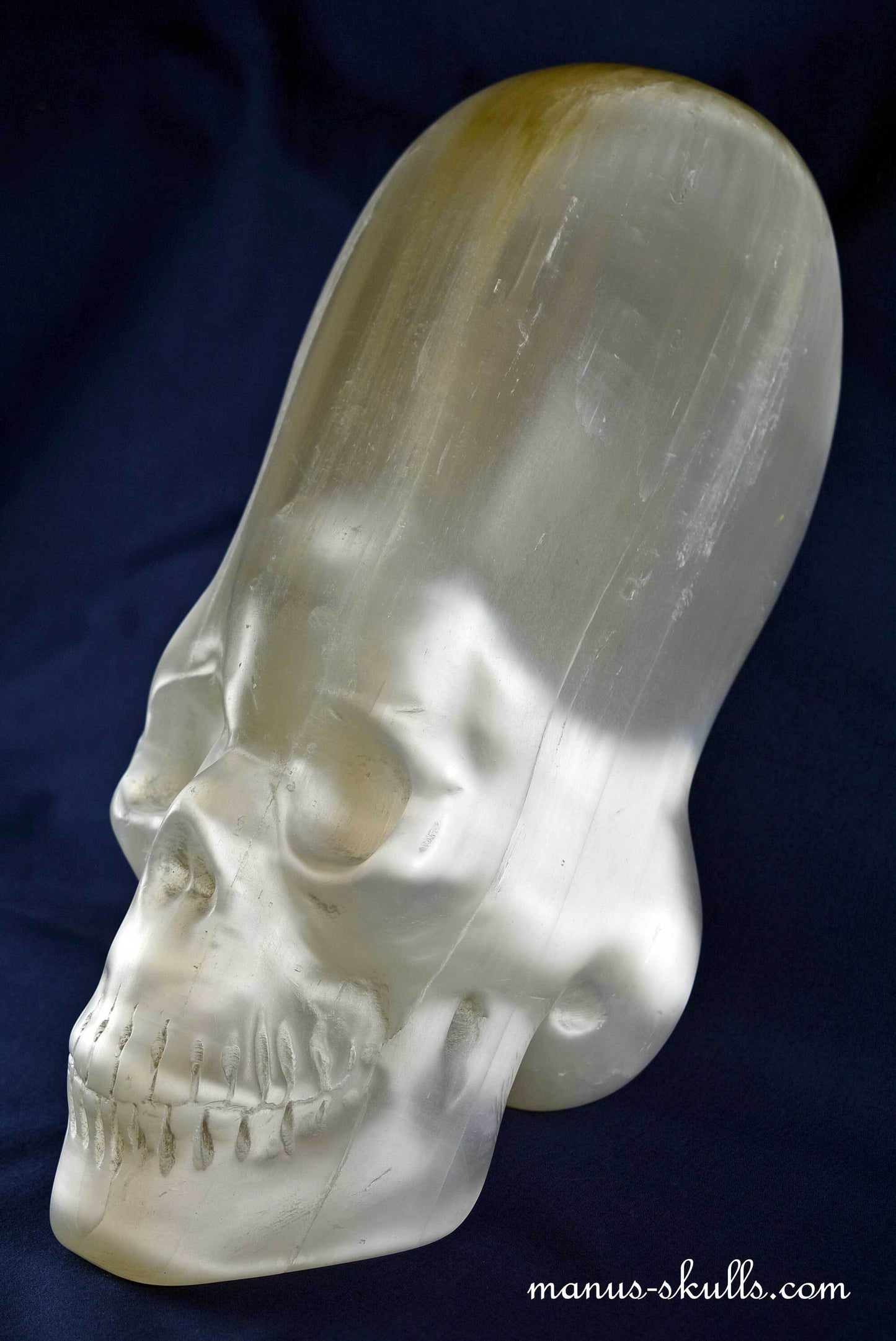 White Selenite Conehead Skull