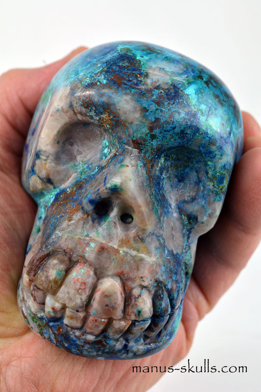 Shattuckite Dioptase Malachite Chrysocolla Quartz Quantum Quattro Skull